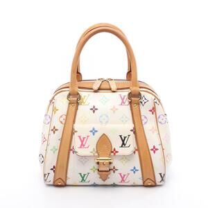 Louis Vuitton Priscilla Handbag Canvas Leather Monogram Multicolor White